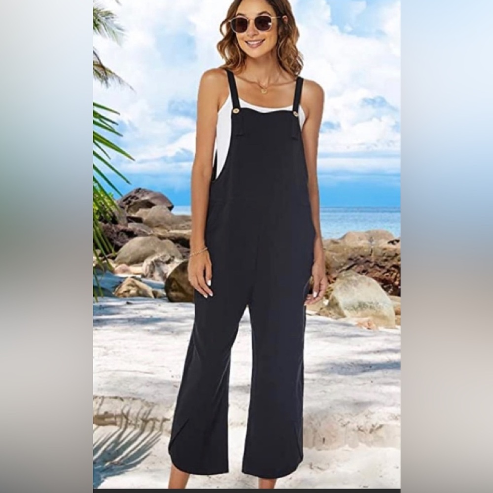 Ame Belle Women's Casual Cotton Wide Leg Overalls Baggy Jumpsuit.  NW.  Size S.